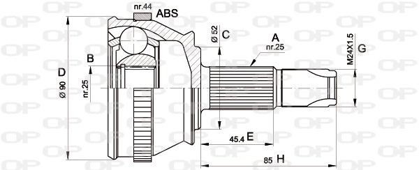  Junta homocinética externa dianteira Dodge Caliber SXT SUV (PM) (2009 - 2012) SXT