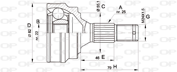  Junta homocinética externa dianteira Peugeot 405 I sedan (15B) (1987 - 1992) I