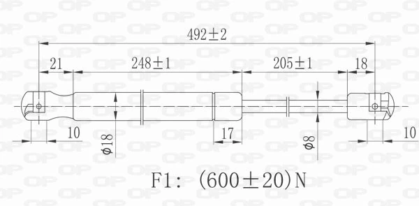 GSR605300 Open Parts Amortecedor de tampa de porta-malas (de 3ª/5ª porta traseira)