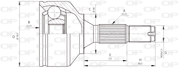 Junta homocinética externa dianteira para Citroen C2  JM