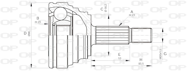 Junta homocinética externa dianteira Renault Laguna I B56, 556