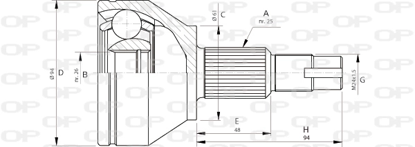 Junta homocinética externa dianteira Alfa Romeo 159  939