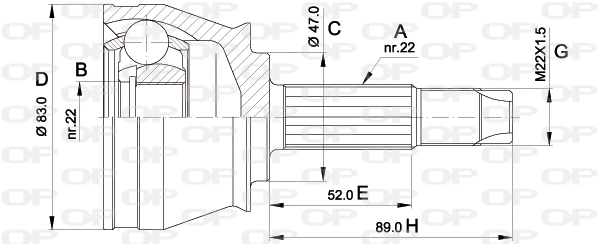 Junta homocinética externa dianteira Fiat/Alfa/Lancia 77366003