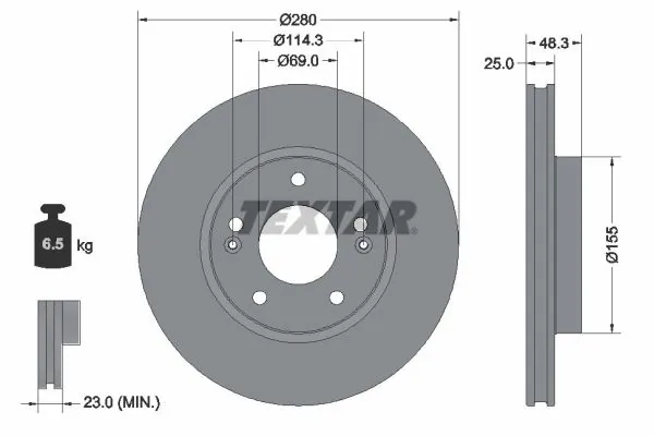  Disco do freio dianteiro Hyundai Elantra VII sedan (CN7) (2020 - 2026) VII