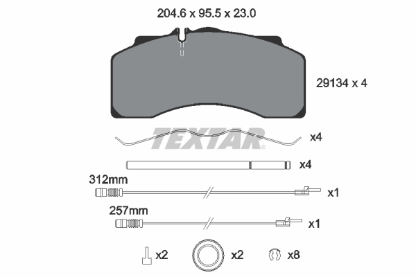 2913401 Textar Sapatas do freio dianteiras de disco