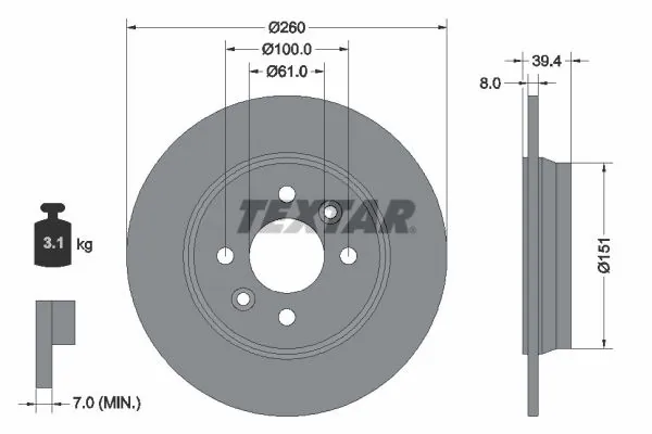 Disco do freio traseiro para Renault Clio V B7