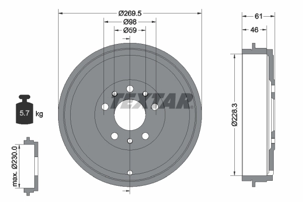 51990128 Fiat/Alfa/Lancia Tambor do freio traseiro