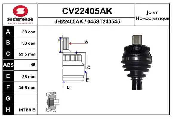 Junta homocinética externa dianteira Seat Exeo ST 3R5