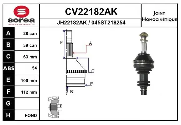 Junta homocinética externa dianteira Citroen Jumper сaixa (244) (2002 - 2006) 