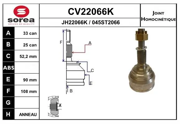 Junta homocinética externa dianteira Opel Astra F 53B