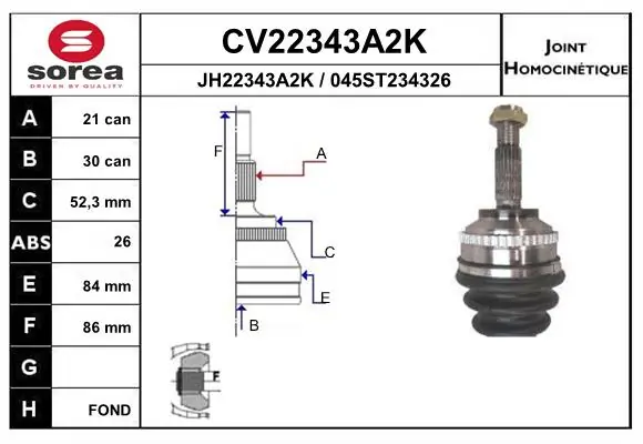  Junta homocinética externa dianteira Renault Clio II hatchback (BB, CB) (1998 - 2010) II