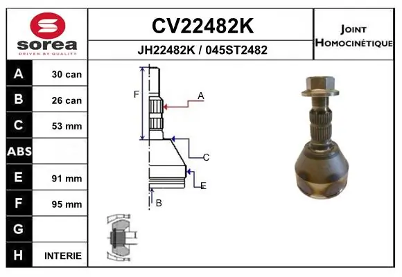 Junta homocinética externa dianteira para Opel Meriva B 