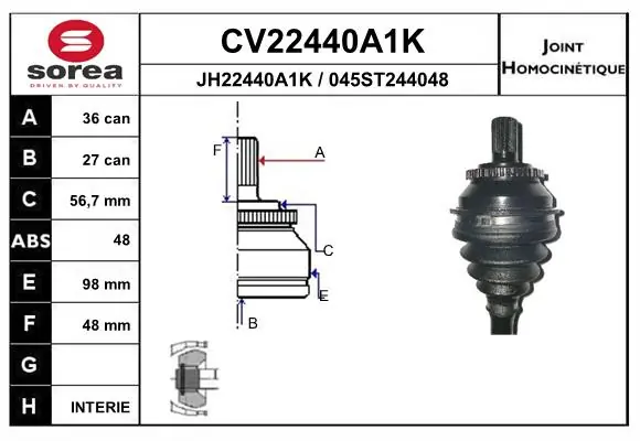 Junta homocinética externa dianteira para Volvo V70 I LV
