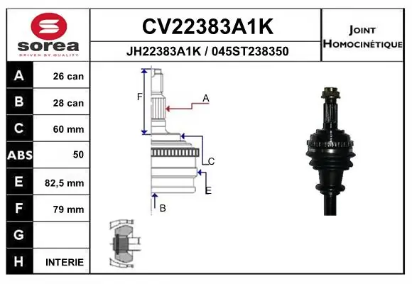 Junta homocinética externa dianteira Honda Civic V EJ