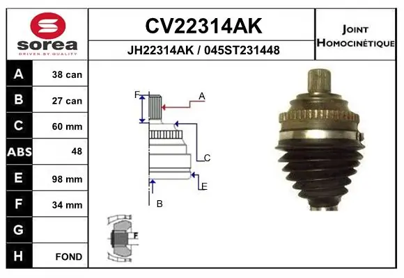 Compre Junta homocinética externa dianteira Volkswagen Transporter 