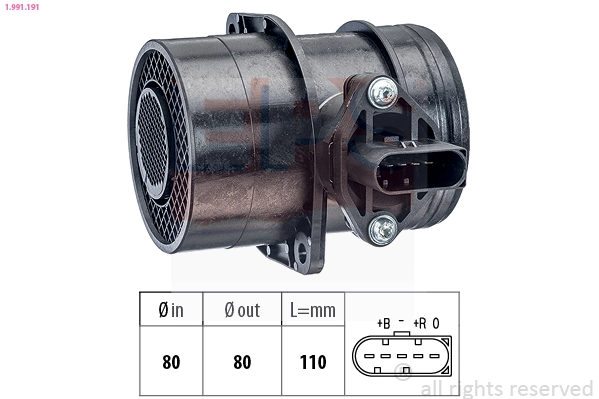 Sensor de fluxo (consumo) de ar, medidor de consumo M.A.F. - (Mass Airflow) para Skoda SuperB I 3U4