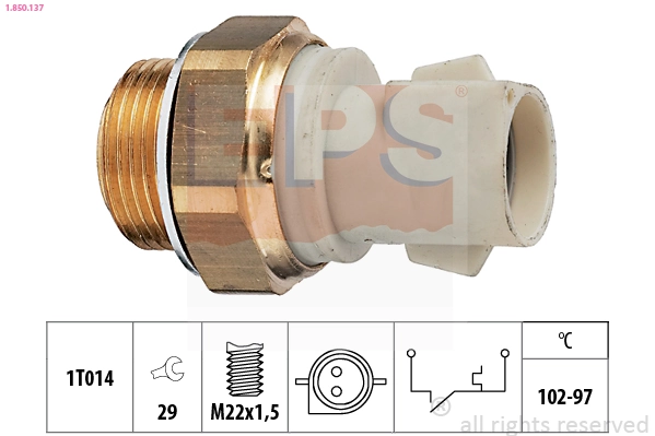 Sensor de temperatura do fluido de esfriamento (de ativação de ventilador do radiador) Ford Fiesta COURIER F3L, F5L