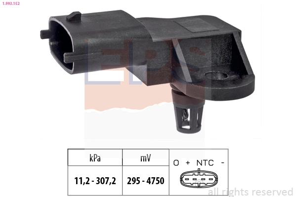 Sensor de pressão no coletor de admissão, MAP Peugeot/Citroen 96440381