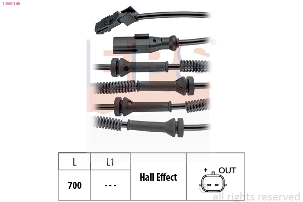 Sensor dianteiro de ABS General Motors 93865950