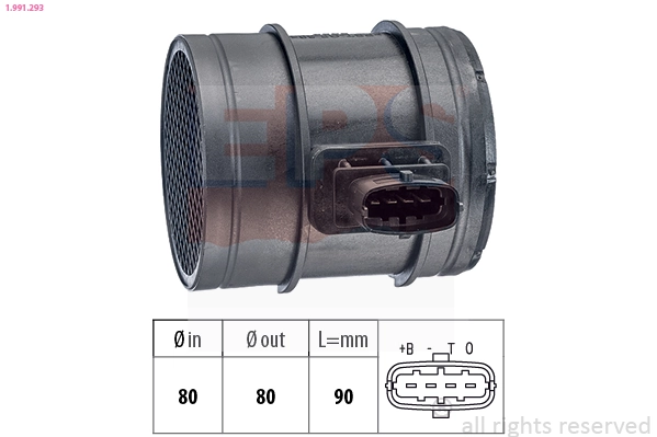Sensor de fluxo (consumo) de ar, medidor de consumo M.A.F. - (Mass Airflow) Magneti Marelli AMMQ19755