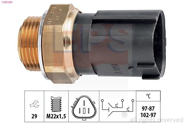 Sensor de temperatura do fluido de esfriamento (de ativação de ventilador do radiador) para Audi A3 Sportback 8PA