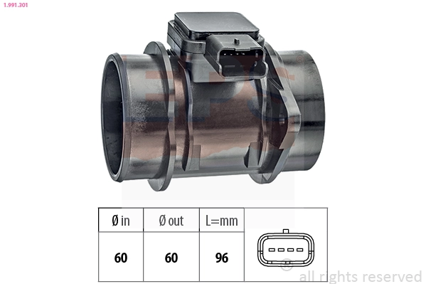 Sensor de fluxo (consumo) de ar, medidor de consumo M.A.F. - (Mass Airflow) para Ford Fiesta VAN 