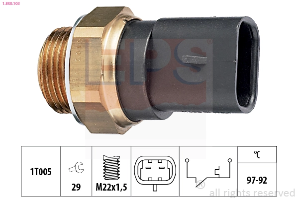 Sensor de temperatura do fluido de esfriamento (de ativação de ventilador do radiador) Iveco 98435734