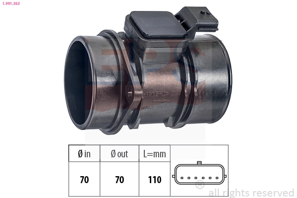 Sensor de fluxo (consumo) de ar, medidor de consumo M.A.F. - (Mass Airflow) Renault Laguna III BT0, BT1