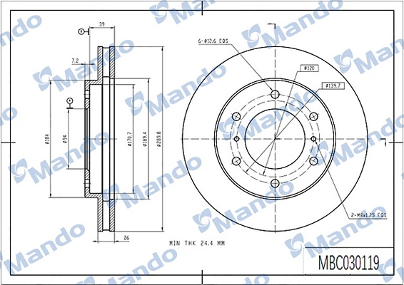 Disco do freio dianteiro Mitsubishi L 300  P1T