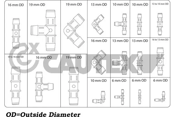 955800 Cautex Flange do sistema de esfriamento (união em T)