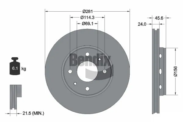 Disco do freio dianteiro para Volkswagen Transporter 24, 25, 251