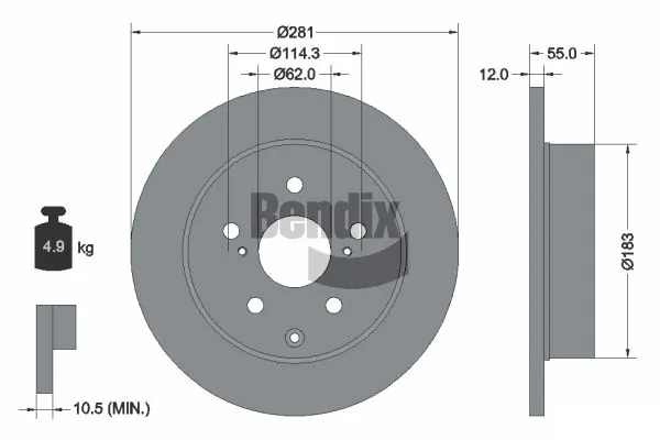 Disco do freio traseiro para Toyota RAV4 A3