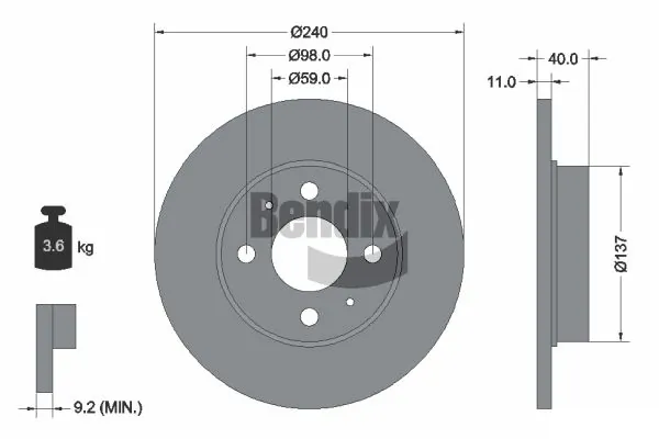 Disco do freio traseiro para Toyota Corolla R10