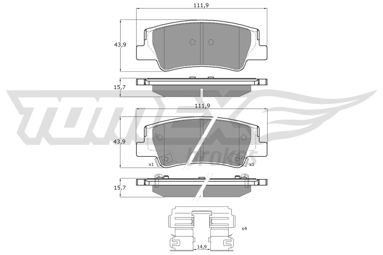Sapatas do freio traseiras de disco Hyundai Tucson IV NX4E