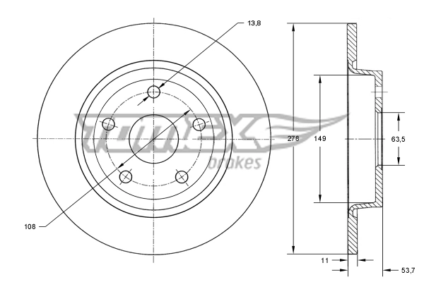 Disco do freio traseiro para Ford Connect  TC7