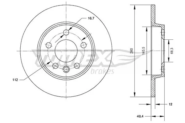Disco do freio traseiro Volkswagen Transporter T4 70E, 70L, 70M, 7DE, 7DL, 7DM