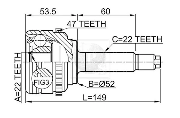 Junta homocinética externa dianteira para Chevrolet Aveo II T250, T255