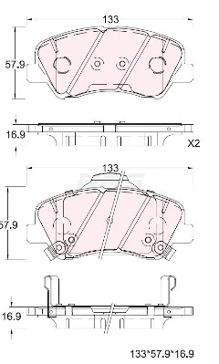  Sapatas do freio dianteiras de disco Hyundai I30 hatchback (PD) (2016 - 2026) 
