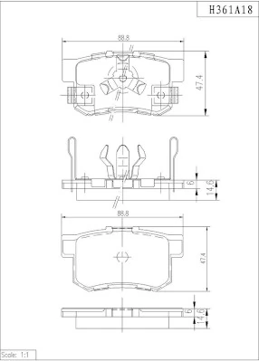 Sapatas do freio traseiras de disco 43022S9A010 Hyundai/Kia