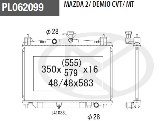 Radiador de esfriamento de motor Mazda 2 II DE