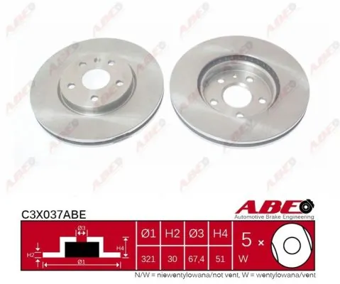 Disco do freio dianteiro ABE C3X037ABE preço, a partir de 73,51 USD
