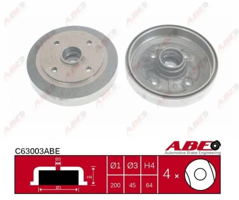 Tambor do freio traseiro ABE C63003ABE preço, a partir de 47,48 USD