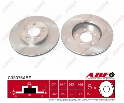 Disco do freio dianteiro ABE C33076ABE preço, a partir de 70,30 USD