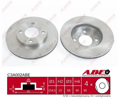 Disco do freio dianteiro ABE C3A002ABE preço, a partir de 43,34 USD
