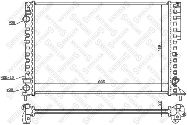 Radiador de esfriamento de motor para Renault Laguna I B56, 556