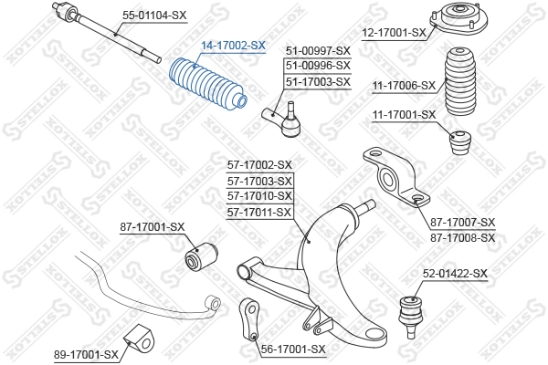 Bota de proteção do mecanismo de direção (de cremalheira) para Subaru Legacy I BC