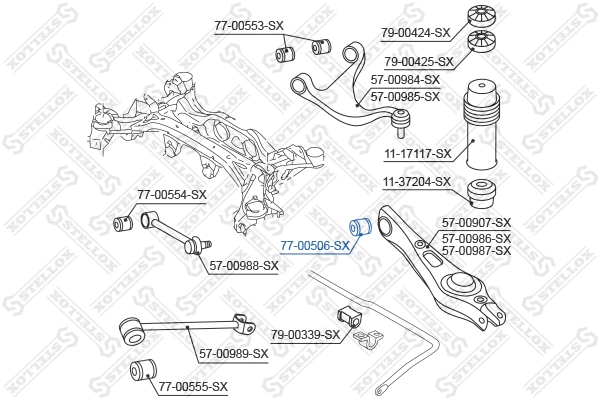7700506SX Stellox Bloco silencioso do braço oscilante inferior traseiro