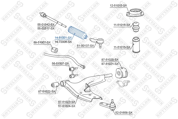 Bota de proteção do mecanismo de direção (de cremalheira) para Hyundai Sonata II 