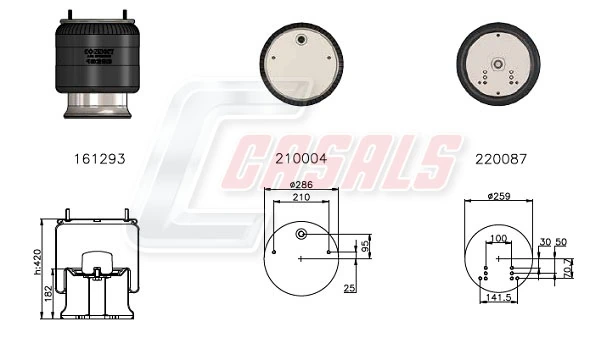 Coxim pneumático (suspensão de lâminas pneumática) do eixo Firestone W01M586223