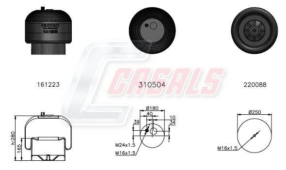 Coxim pneumático (suspensão de lâminas pneumática) do eixo traseiro Mercedes A9423203021